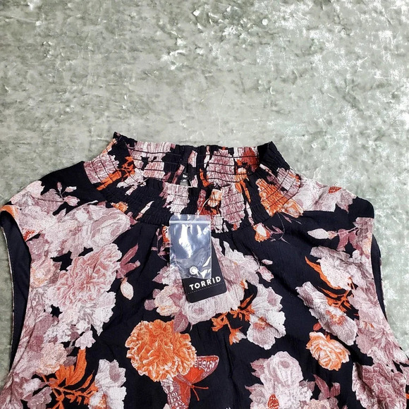 Torrid Midi Gauze Mock Neck Floral Dress - Picture 8 of 12